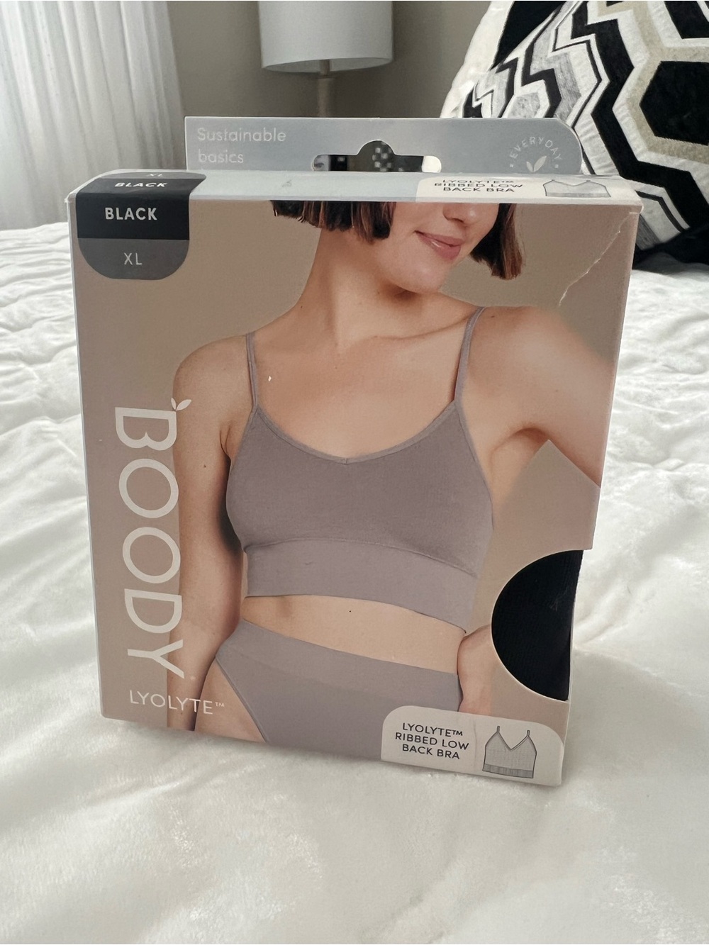 BOODY Lyolyte Ribbed Low Back Bra - Black